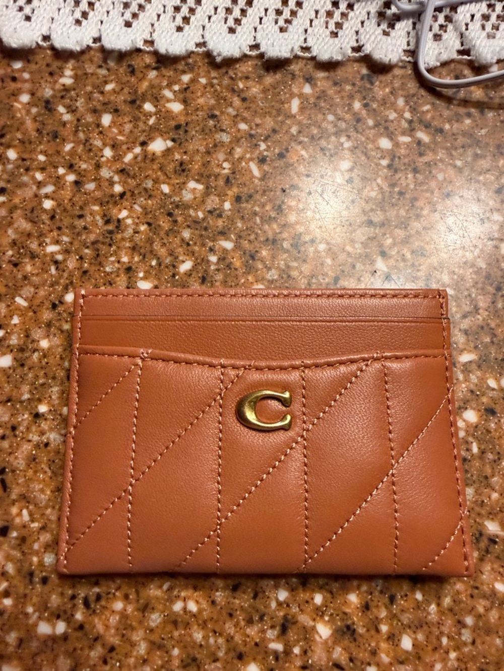 Coach Quilted Leather Card Case in Cognac